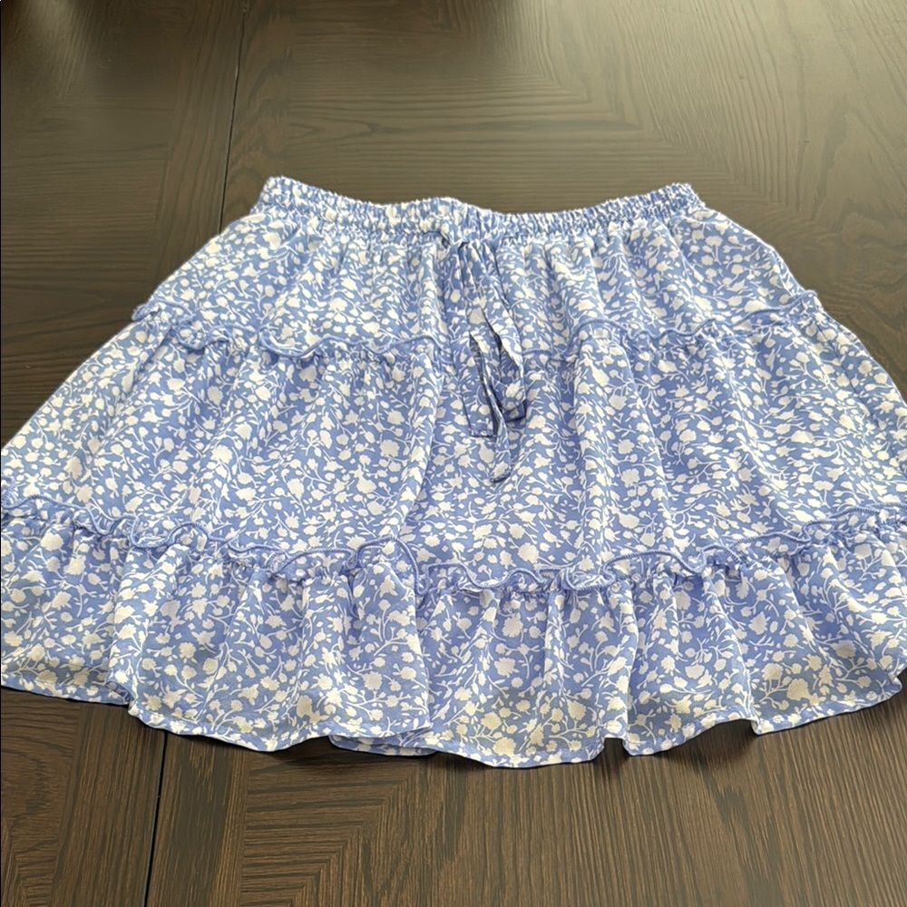 Sienna Sky Blue and White Floral Skater Skirt